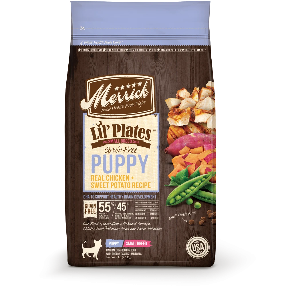 Merrick Lil' Plates Grain Free Puppy Small Breed Real Chicken And Sweet Potato Recipe Dry Dog Food 3 Merrick Lil' Plates Grain Free Puppy Small Breed Real Chicken And Sweet Potato Recipe Dry Dog Food