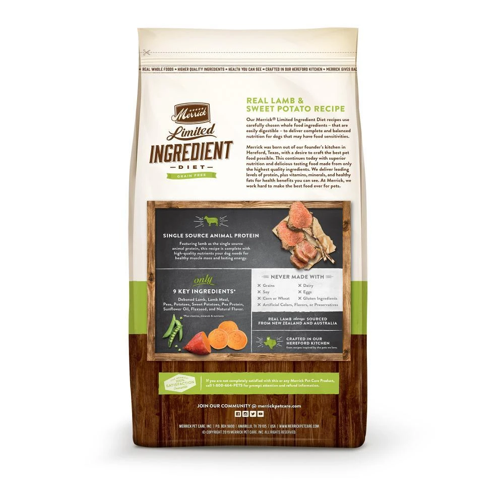 Merrick Limited Ingredient Diet Grain Free Real Lamb & Sweet Potato Recipe Dry Dog Food 4 Merrick Limited Ingredient Diet Grain Free Real Lamb & Sweet Potato Recipe Dry Dog Food - Image 2
