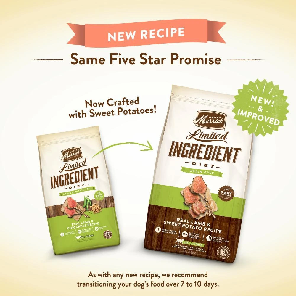 Merrick Limited Ingredient Diet Grain Free Real Lamb & Sweet Potato Recipe Dry Dog Food 5 Merrick Limited Ingredient Diet Grain Free Real Lamb & Sweet Potato Recipe Dry Dog Food - Image 3