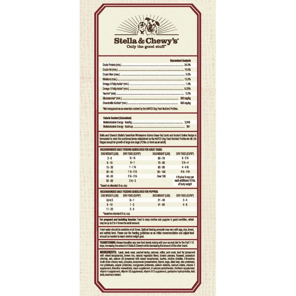 Stella & Chewy's Stella's Essentials Grass-Fed Lamb & Ancient Grains Recipe Dry Dog Food 5 Stella & Chewy's Stella's Essentials Grass-Fed Lamb & Ancient Grains Recipe Dry Dog Food - Image 3