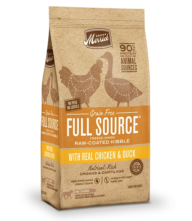 Merrick Full Source Grain Free Raw-Coated Kibble With Real Chicken & Duck Dry Dog Food 3 Merrick Full Source Grain Free Raw-Coated Kibble With Real Chicken & Duck Dry Dog Food