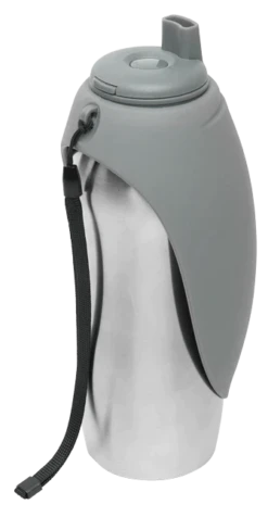 Messy Mutts Stainless Steel Travel Water Bottle With Silicone Flip Up Bowl -Tropiclean Sales Store MM051CGY e1523888929828 360x 56af0325 62f1 4cc6 ba9b a8bafdb47284